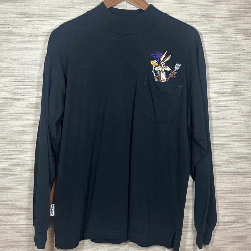 Vintage 90s Looney Tunes Acme Clothing Wile E Coyote Road Runner Mock Neck Med